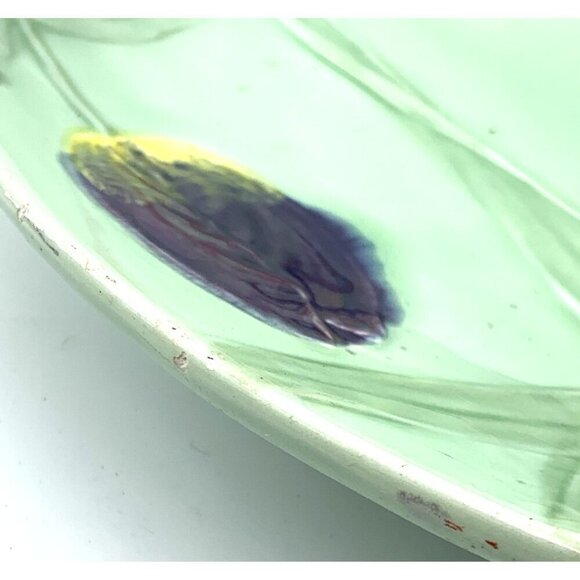 Majolica Tulips Platter Artist Georg Schmider Zell 723 Antique German 11" - Picture 7 of 8